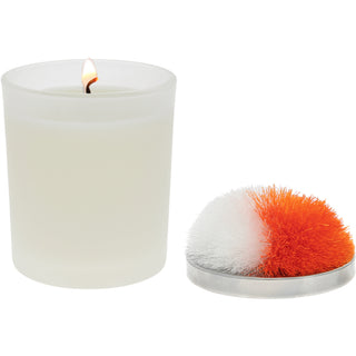 Blank Orange & White - 5.5 oz - 100% Soy Wax Candle with Pom Pom Lid Scent: Tranquility