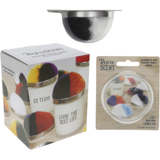 Blank Navy & White - 5.5 oz - 100% Soy Wax Candle with Pom Pom Lid Scent: Tranquility