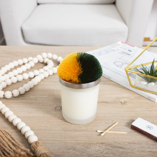 Blank Green & Yellow - 5.5 oz - 100% Soy Wax Candle with Pom Pom Lid Scent: Tranquility