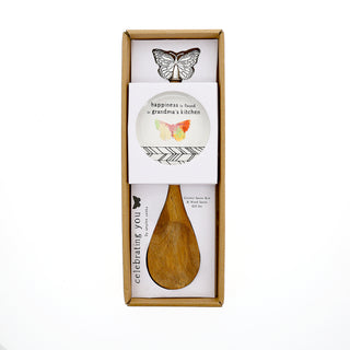 Grandma 4" Spoon Rest with Decorative Bamboo Spoon