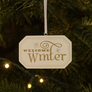 Welcome Winter 3" x 2" Hanging Plaque