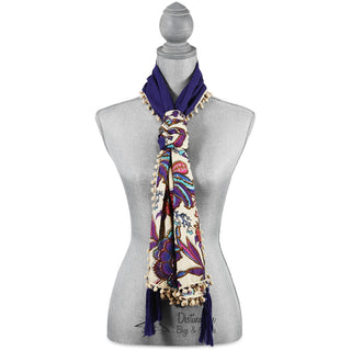 Peacock Cotton Scarf 20" x 71" Multicolor Floral Scarf