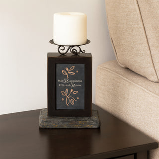 Happiness Mosaic 8" Slate Candle Holder
