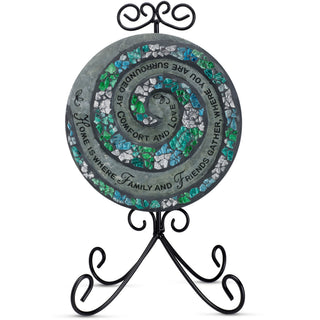 Home 7" Circle Slate Plaque with Stand