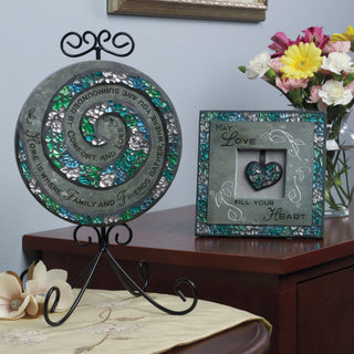 Home 7" Circle Slate Plaque with Stand