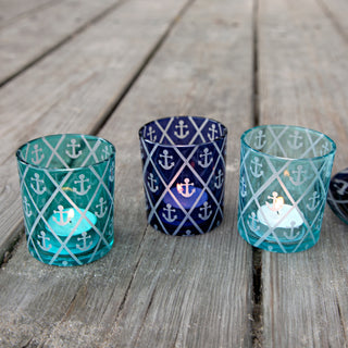 Blue Anchor 3 Assorted Votive Holders