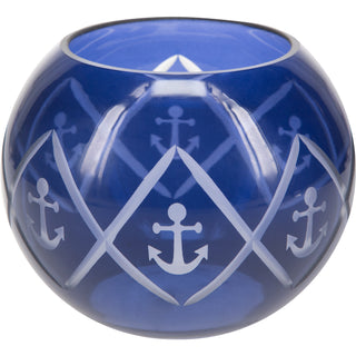 Blue Anchor 5" Round Votive Holder