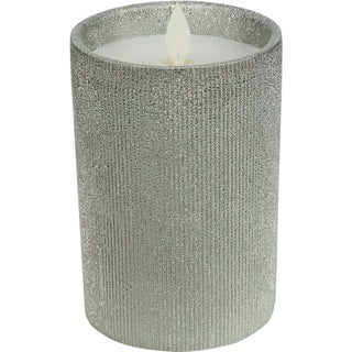 Love 4.75" Pewter Glitter Realistic Flame Candle