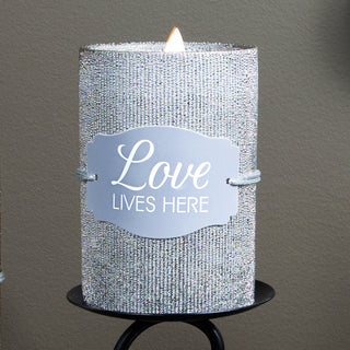 Love 4.75" Pewter Glitter Realistic Flame Candle