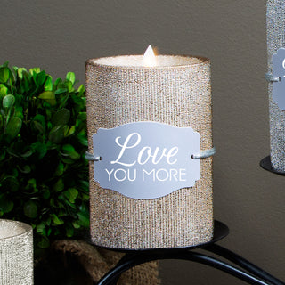 Love You 4.75" Bronze Glitter Realistic Flame Candle